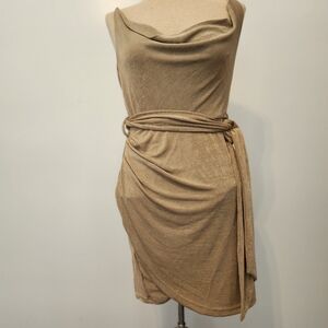 MARBLE One Shoulder Tan Dress